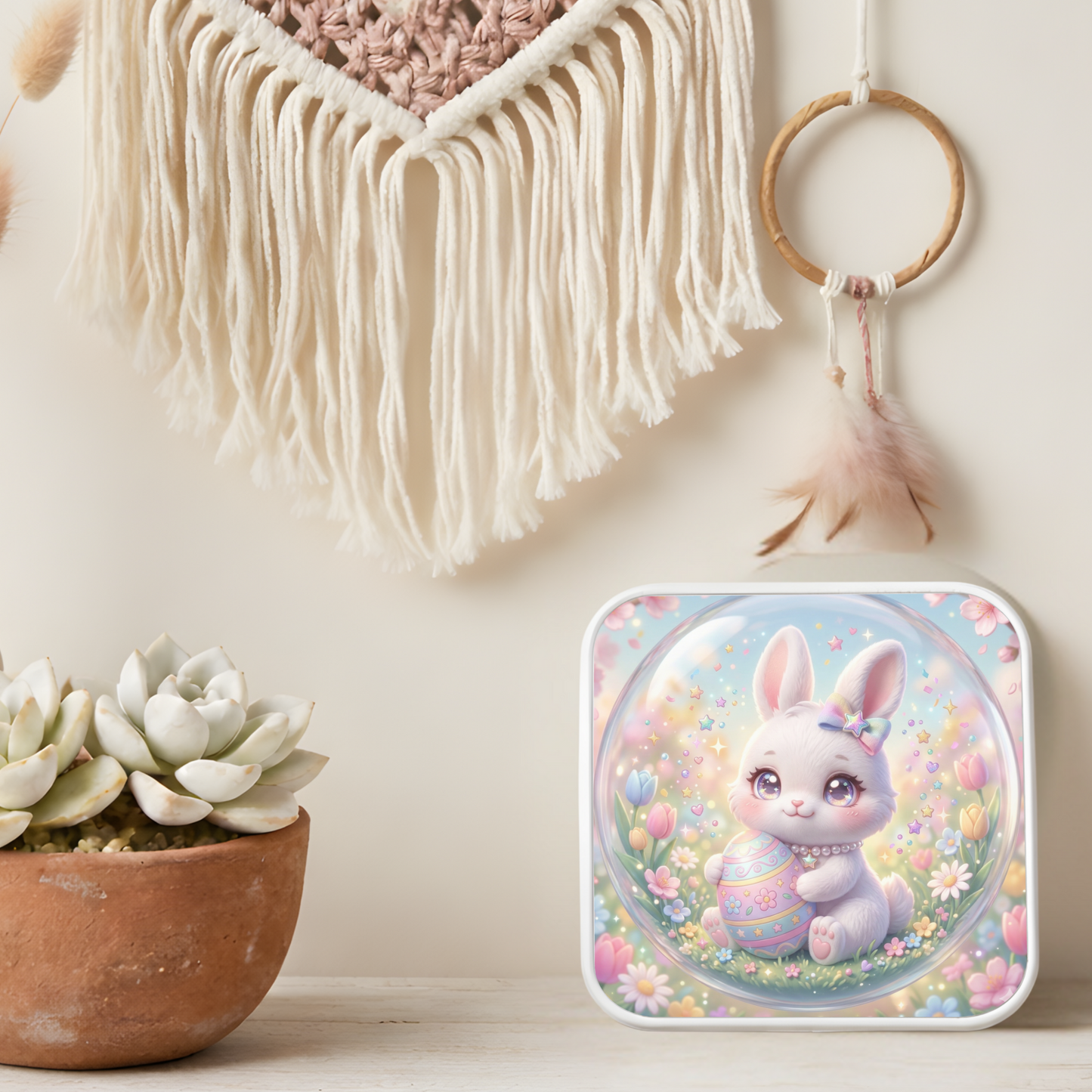 Cute Bunny Necklace or Keychain, Easter Bunny Jewelry, Pastel Rabbit Pendant for Teen Girl, Easter Basket Stuffer Gift