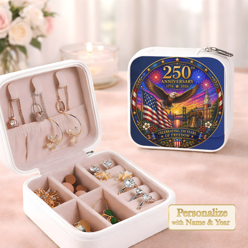 250th Anniversary Necklace or Keychain Stained Glass Style Patriotic USA Freedom Commemorative Limited Edition