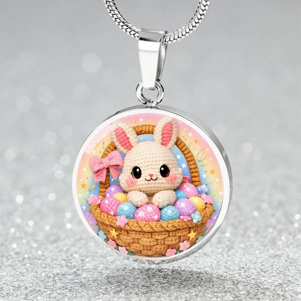 Crochet Bunny Necklace or Keychain, Easter Basket Bunny Jewelry, Cute Rabbit Pendant for Teen Girl, Easter Basket Stuffer Gift