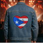 Unisex Puerto Rico Heart Flag Denim Jacket