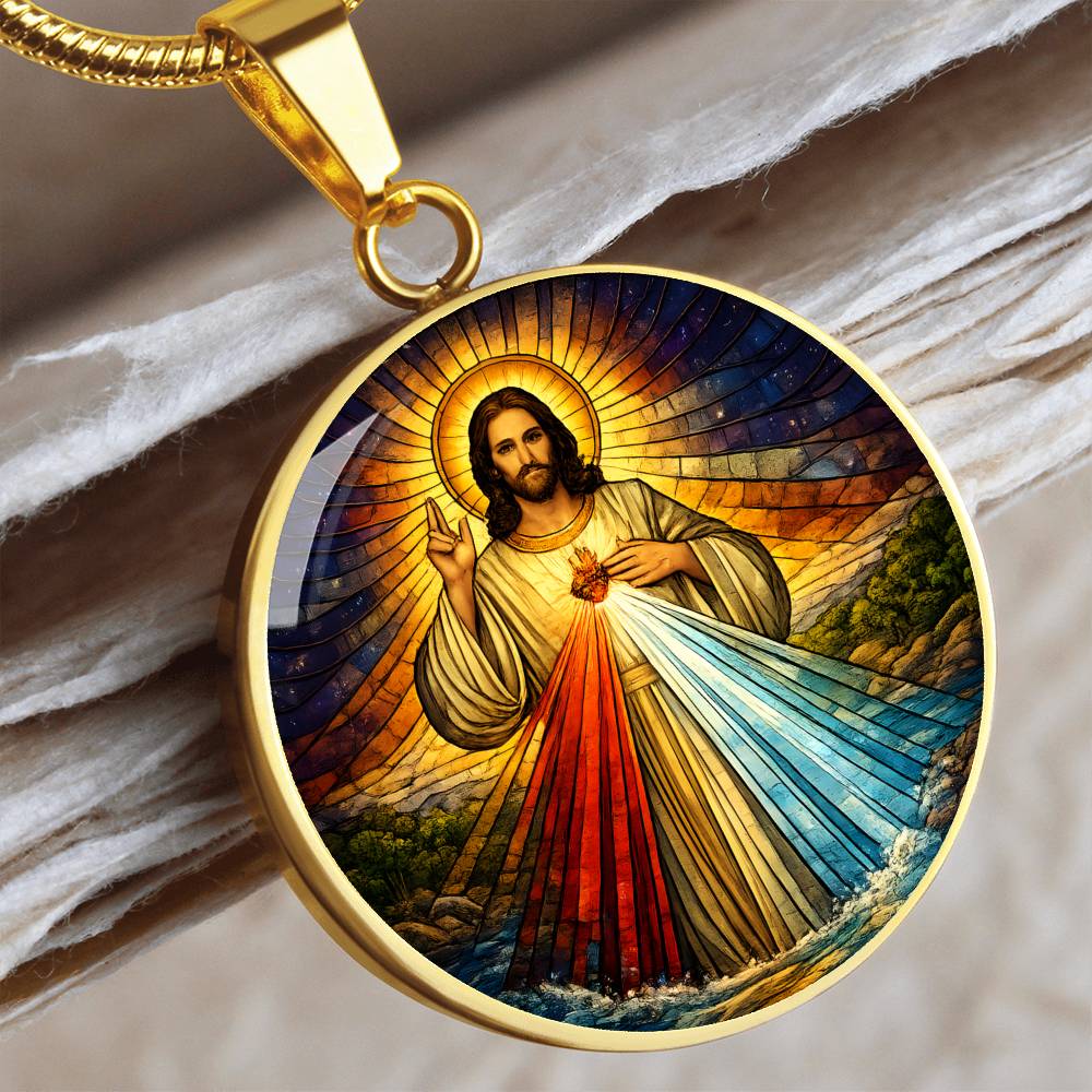 Divine Mercy Jesus Necklace or Keychain, Catholic Jesus I Trust in You Jewelry, Christian Faith Pendant Gift