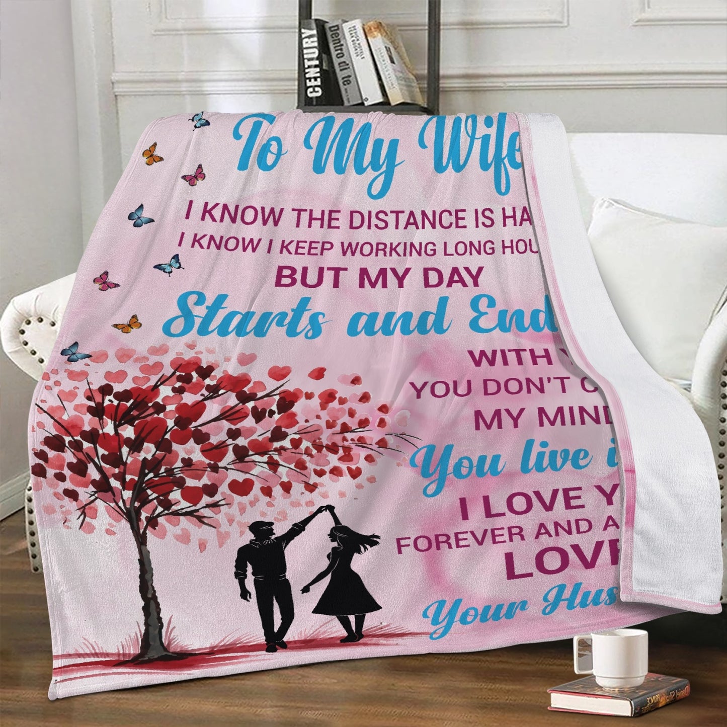 Wife I Know The Distance Is Hard Fleece Blanket