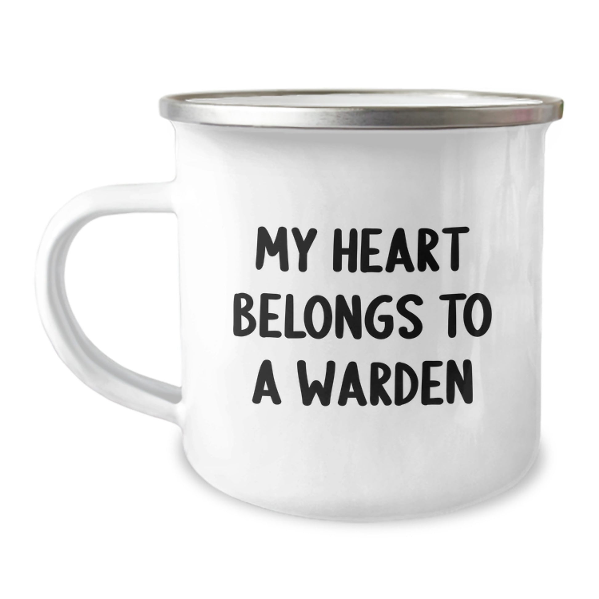 Funny Warden Gifts from Men Family for Men Warden Camping Mug - My Heart Belongs To A Warden, Warden Lover Christmas Unique Presents - Image 1