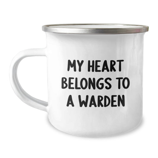 Funny Warden Gifts from Men Family for Men Warden Camping Mug - My Heart Belongs To A Warden, Warden Lover Christmas Unique Presents - Image 1