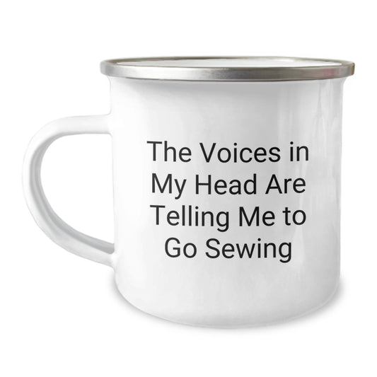 Funny Sewing Gifts for Friends and Family - The Voices In My Head Are Telling Me To Go Sewing Christmas Unique Mugs for Sewing Enthusiasts - Image 1