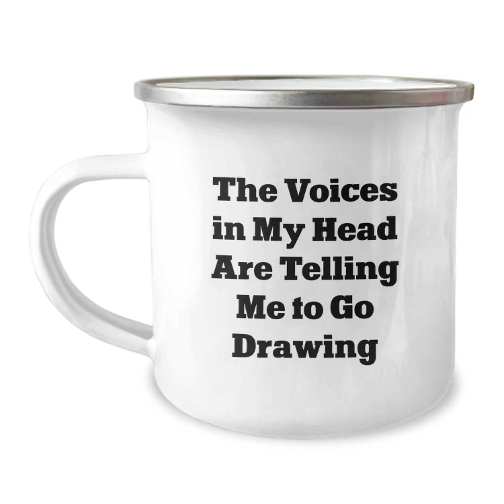 Funny Drawing Gifts from Friends for Christmas, The Voices In My Head Are Telling Me To Go Drawing, Funny Camping Mug with Inspirational Quote - Image 1