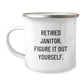 Funny Janitor Gifts, Retired Janitor Figured It Out, 12 oz Camping Mug for Men - Gifts from Friends, Perfect for Birthday - Image 1