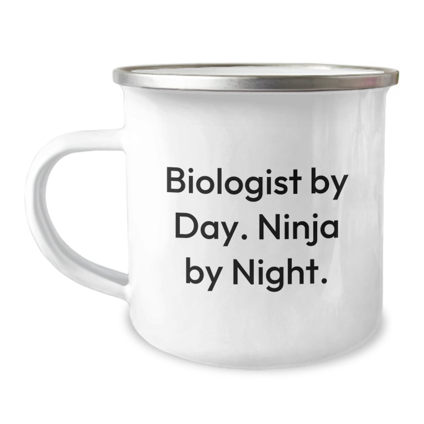 Biologist Gifts from Friends - Funny Camping Mug for Birthday, 'Biologist By Day. Ninja By Night.' - Image 1