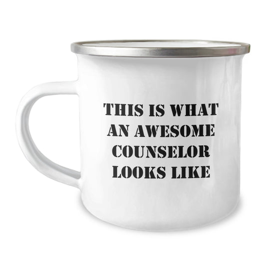 Counselor Gifts from Friends - Inspirational Camping Mug for Counselor's Graduation - This Is What An Awesome Counselor Looks Like - Image 1