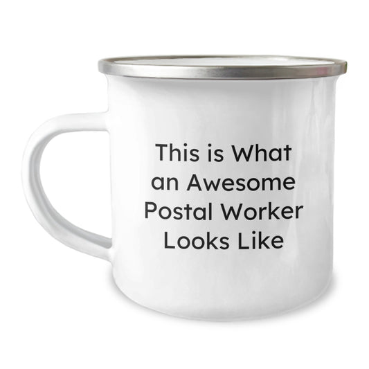 Funny Postal Worker Gifts from Family for Graduation Unique Gifts, This Is What An Awesome Postal Worker Looks Like Stainless Steel Camping Mug - Image 1