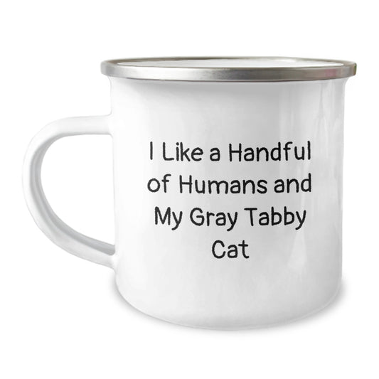 Gray Tabby Cat Camping Mug Funny Quote Gifts for Men and Women, Gifts from Friends and Family, Perfect for Christmas Unique Gifts - Image 1