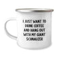 Giant Schnauzer Dog Camping Mug Gifts from Family Friends for Birthday, 'I Just Want To Drink Coffee And Hang Out With My Giant Schnauzer', Funny Quote, 12 oz Stainless Steel with Enamel Finish - Image 1