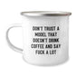 Funny Model Gifts for Men, Unique Christmas Memorable Presents, 'Don't Trust A Model That Doesn't Drink Coffee And Say F--k A Lot' Camping Mug - Image 1