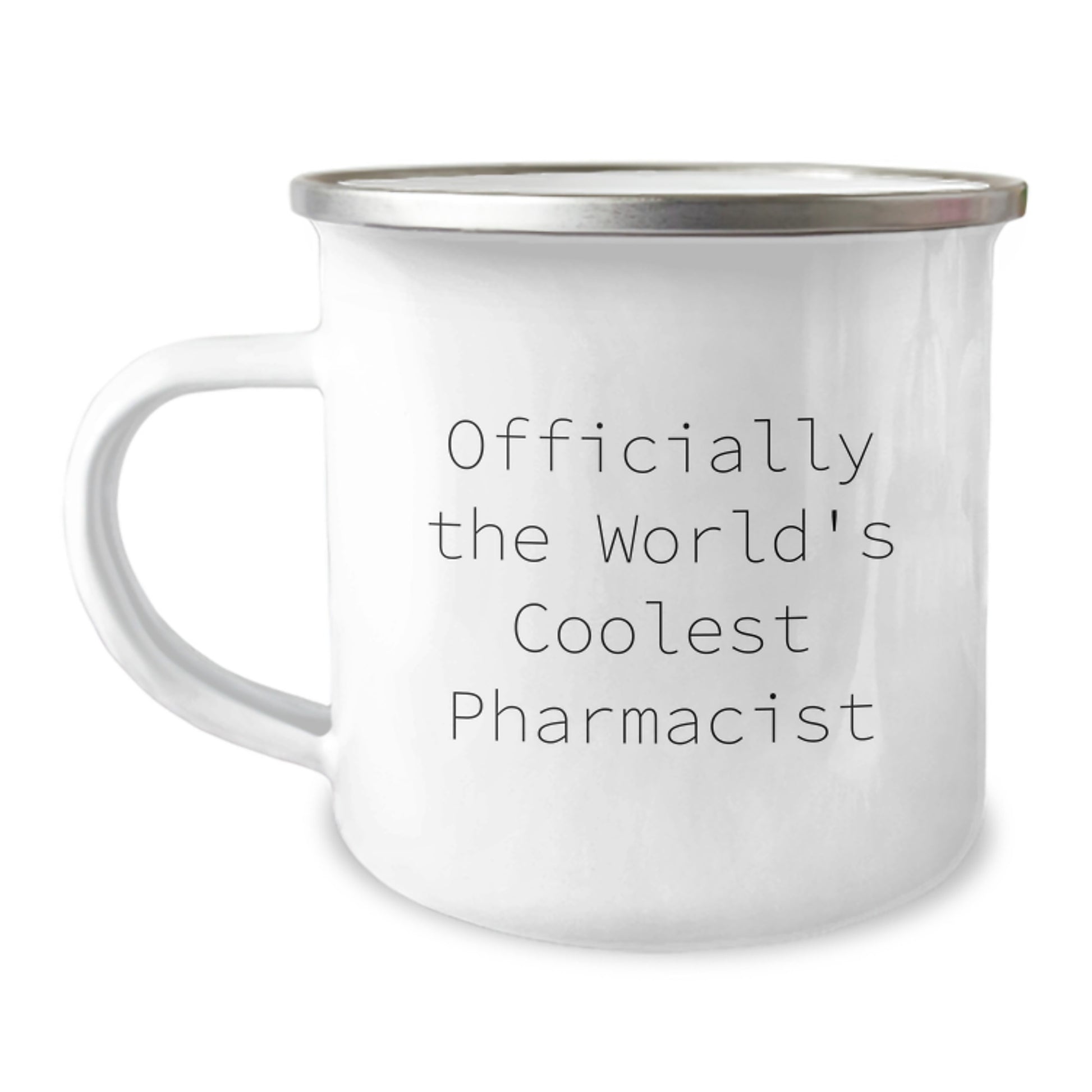 Funny Gifts from Friends for the World's Coolest Pharmacist - Camping Mug for Coffee Lovers, Stainless Steel with Enamel Finish - Image 1