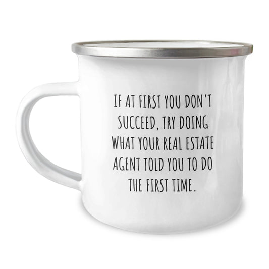 Funny Real Estate Agent Christmas Unique Gifts from Friends - Camping Mug for Real Estate Agent - Image 1