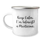 Funny Mortician Gifts from Family - Mortician Camping Mug with 'Keep Calm, I'm (almost) A Mortician' Quote for Morticians on Christmas Unique Gifts - Image 1