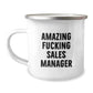 Funny Gift for Sales Manager - 'Amazing F--king Sales Manager' Christmas Unique Gifts from Friends - Ceramic Camping Mug - Image 1