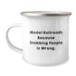 Model Railroads Enthusiast Gifts from Men for Christmas, Funny Quotes on Stainless Steel Camping Mugs, Unique Model Railroads Lovers Present - Image 1