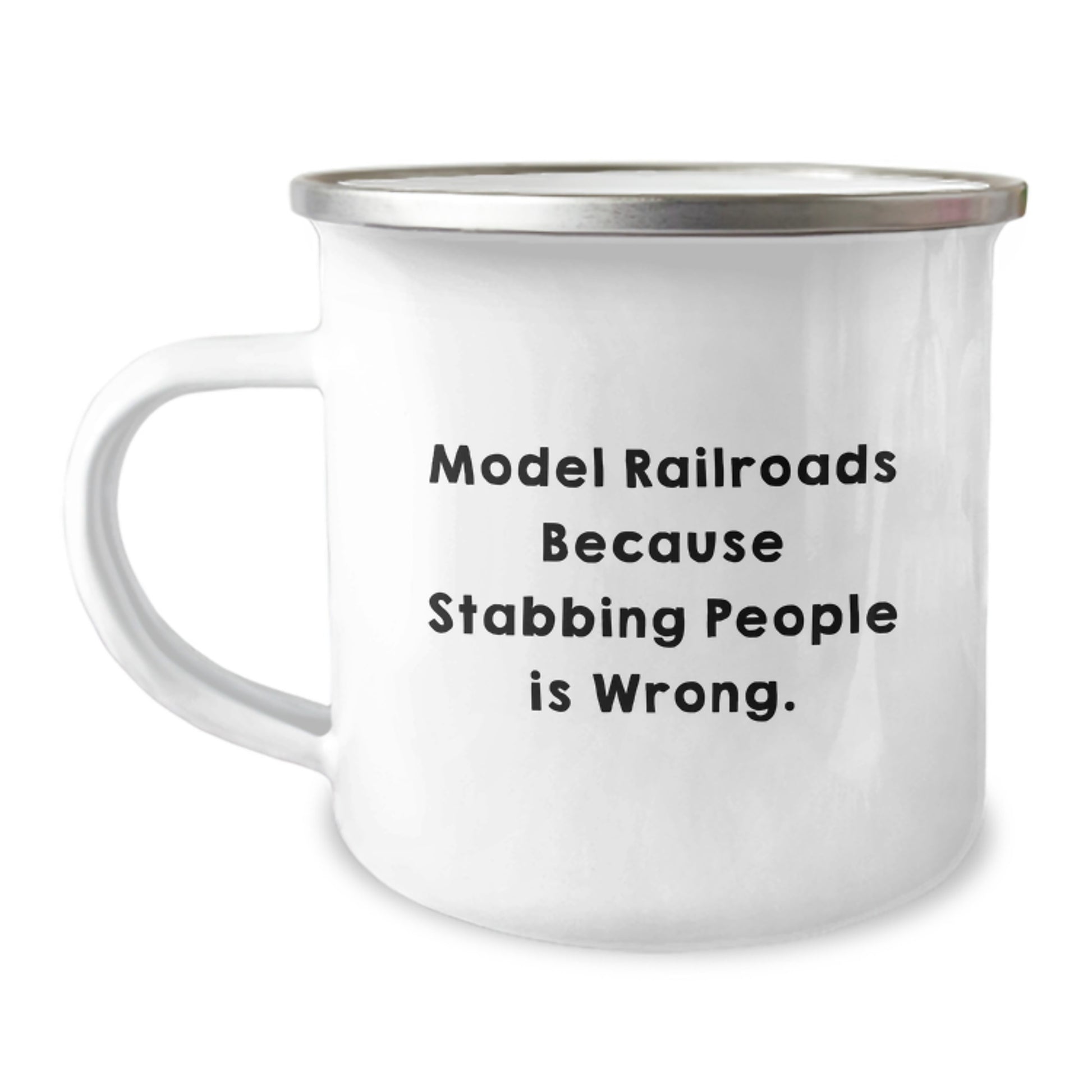 Model Railroads Enthusiast Gifts from Men for Christmas, Funny Quotes on Stainless Steel Camping Mugs, Unique Model Railroads Lovers Present - Image 1