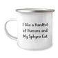 Sphynx Cat Lover's Camping Mug, Funny Quote Gifts from Friends for Sphynx Cat Owners, Graduation Unique Gifts for Her, 12 oz Stainless Steel with Enamel Finish - Image 1