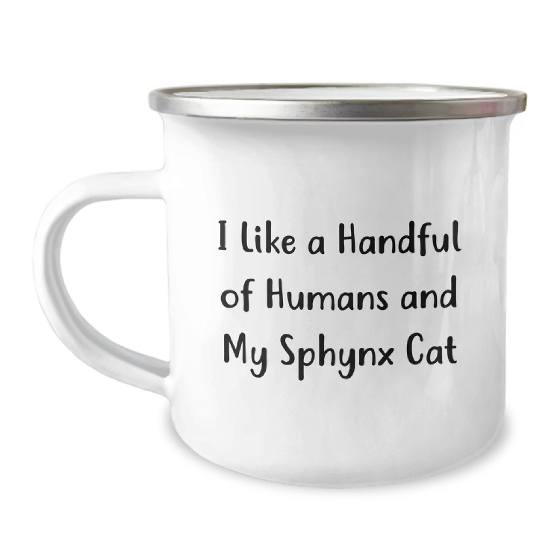 Sphynx Cat Lover's Camping Mug, Funny Quote Gifts from Friends for Sphynx Cat Owners, Graduation Unique Gifts for Her, 12 oz Stainless Steel with Enamel Finish - Image 1
