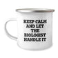 Funny Biologist Gifts for Men, Women, Coworkers, Christmas Unique Mugs for Camping Lovers, Keep Calm And Let The Biologist Handle It - Image 1