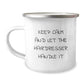Funny Hairdresser Gifts from Friends, Christmas Unique Mugs for Hairdresser, Camping Mug Keep Calm And Let The Hairdresser Handle It - Image 1