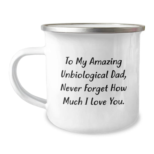Funny Unbiological Dad Gifts for Men, To My Amazing Unbiological Dad, Christmas Unique Gifts, Camping Mug from Family - Image 1