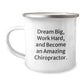 Chiropractor Gifts for Men, Funny Birthday Unique Gifts from Friends, 'Dream Big, Work Hard, and Become an Amazing Chiropractor.' Quote on Stainless Steel Camping Mug - Image 1