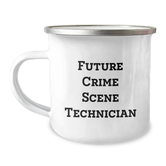 Funny Crime Scene Technician Gifts from Friends and Family - Future Crime Scene Technician Camping Mug, 12 oz Stainless Steel with Enamel Finish - Graduation Unique Gifts for Crime Scene Technician - Image 1