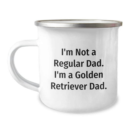 Golden Retriever Dad Camping Mug, Funny Gift for Men from Family, Unique Birthday Present for Him - Image 1