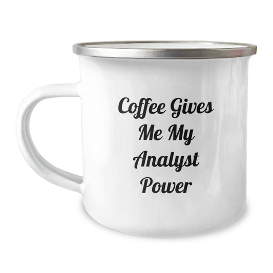Funny Analyst Gifts from Men, Camping Mug for Friends - Coffee Gives Me My Analyst Power, Unique Christmas Unique Gifts for Coworkers, Family, Women - Image 1