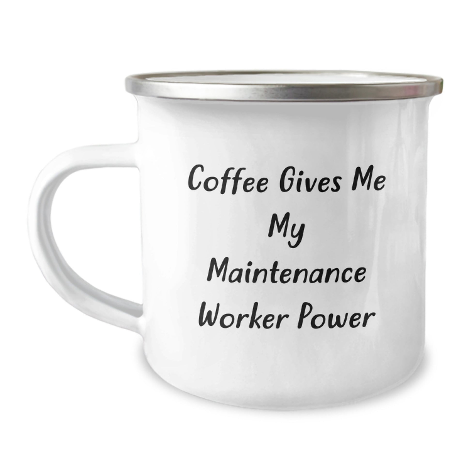 Funny Maintenance Worker Gifts for Him from Friends, 'Coffee Gives Me My Maintenance Worker Power' Stainless Steel Camping Mug, 12 oz, Birthday Unique Gifts - Image 1