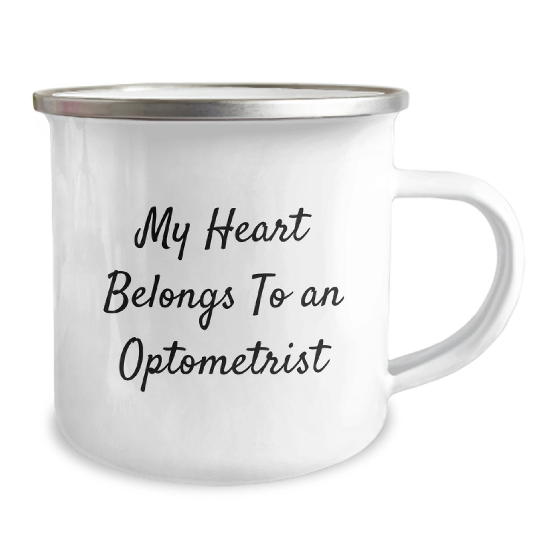 Funny Optometrist Gifts from Friends - My Heart Belongs To An Optometrist Christmas Unique Mug, 12 oz Stainless Steel with Enamel Finish, Optometrist Camping Mug for Men or Women - Image 2