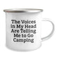 Funny Camping Mug Gifts from Friends for Graduation, 'The Voices In My Head Are Telling Me To Go Camping', 12 oz Stainless Steel with Enamel Finish - Image 2