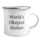 Funny Mother's Camping Mug Gifts from Men to Mother, Unique Christmas Memorable Presents for Mom, 'World's Okayest Mom' Quote - Image 2