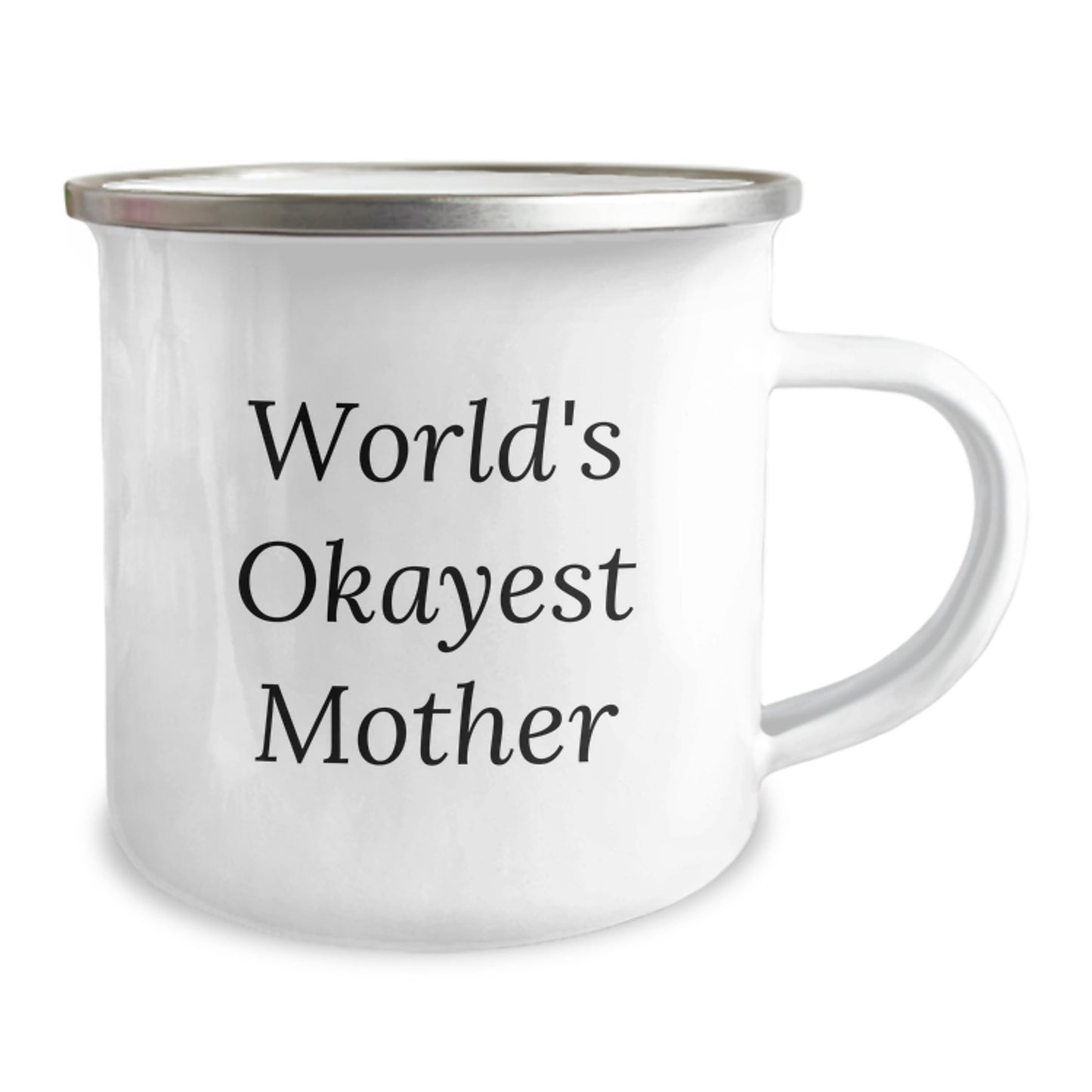 Funny Mother's Camping Mug Gifts from Men to Mother, Unique Christmas Memorable Presents for Mom, 'World's Okayest Mom' Quote - Image 2