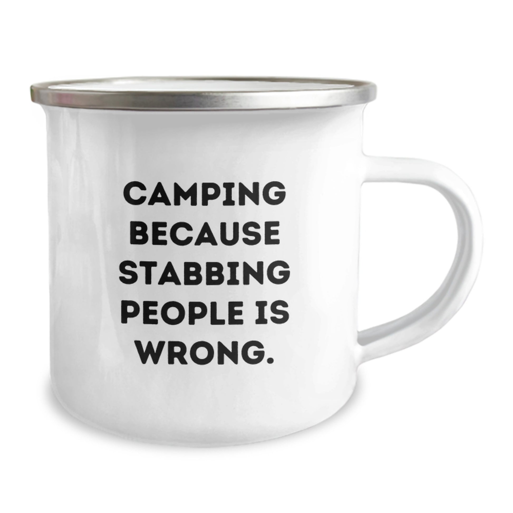 Funny Camping Mug Gifts for Camping Friends and Family from - 'Camping Because Stabbing People Is Wrong.' - Image 2