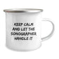 Funny Sonographer Gifts from Men for Christmas Unique Gifts - Keep Calm And Let The Sonographer Handle It Camping Mug - Image 2