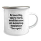 Inspirational Radiation Therapist Gifts for Birthday - Camping Mug 'Dream Big, Work Hard' - Image 2