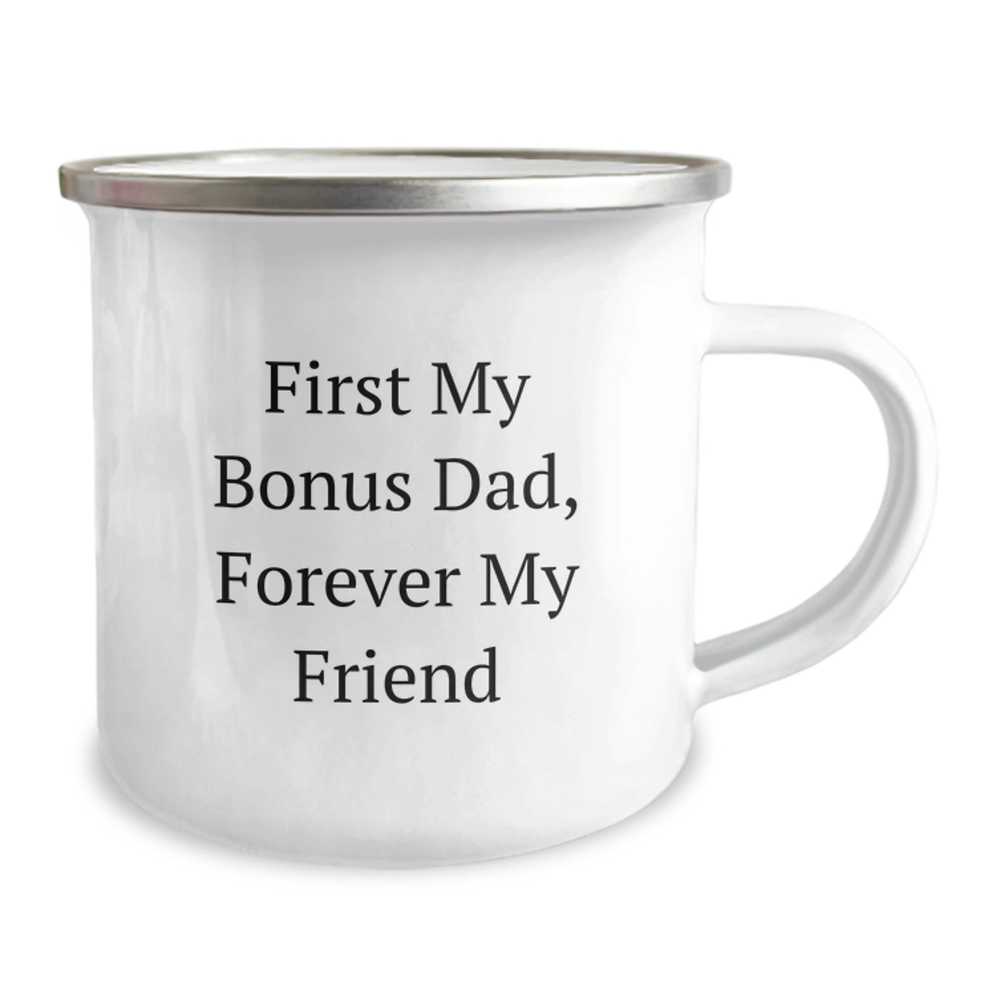 Funny Bonus Dad Gifts from Men, Cute Camping Mugs for Christmas Unique Gifts, Inspirational Quote 'First My Bonus Dad, Forever My Friend' - Image 2