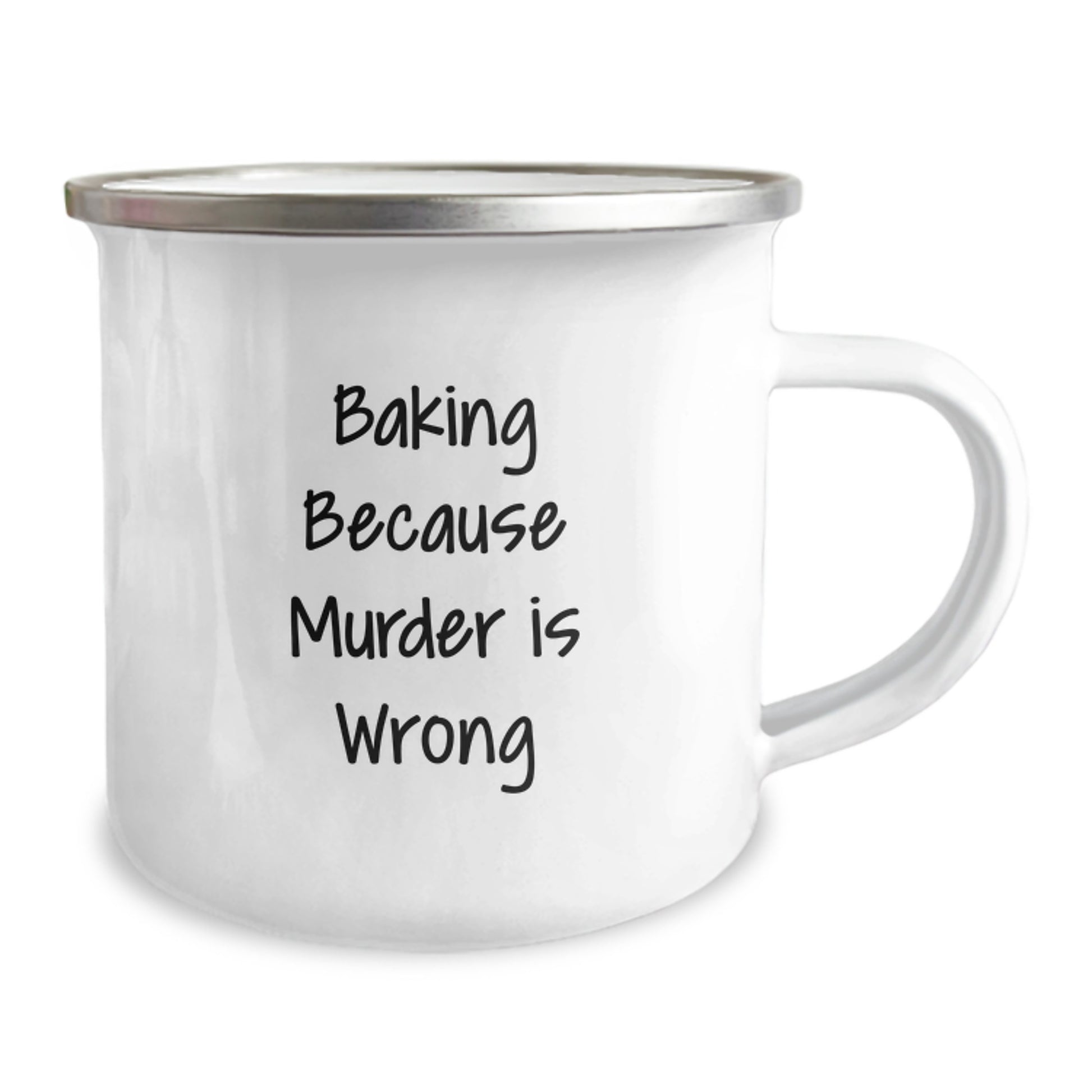 Funny Baking Gifts for Friends, Unique Birthday Mugs for Women, Camping Mug with Quote 'Baking Because Murder Is Wrong', Gifts from Coworkers, Gifts for Baking Enthusiasts - Image 2