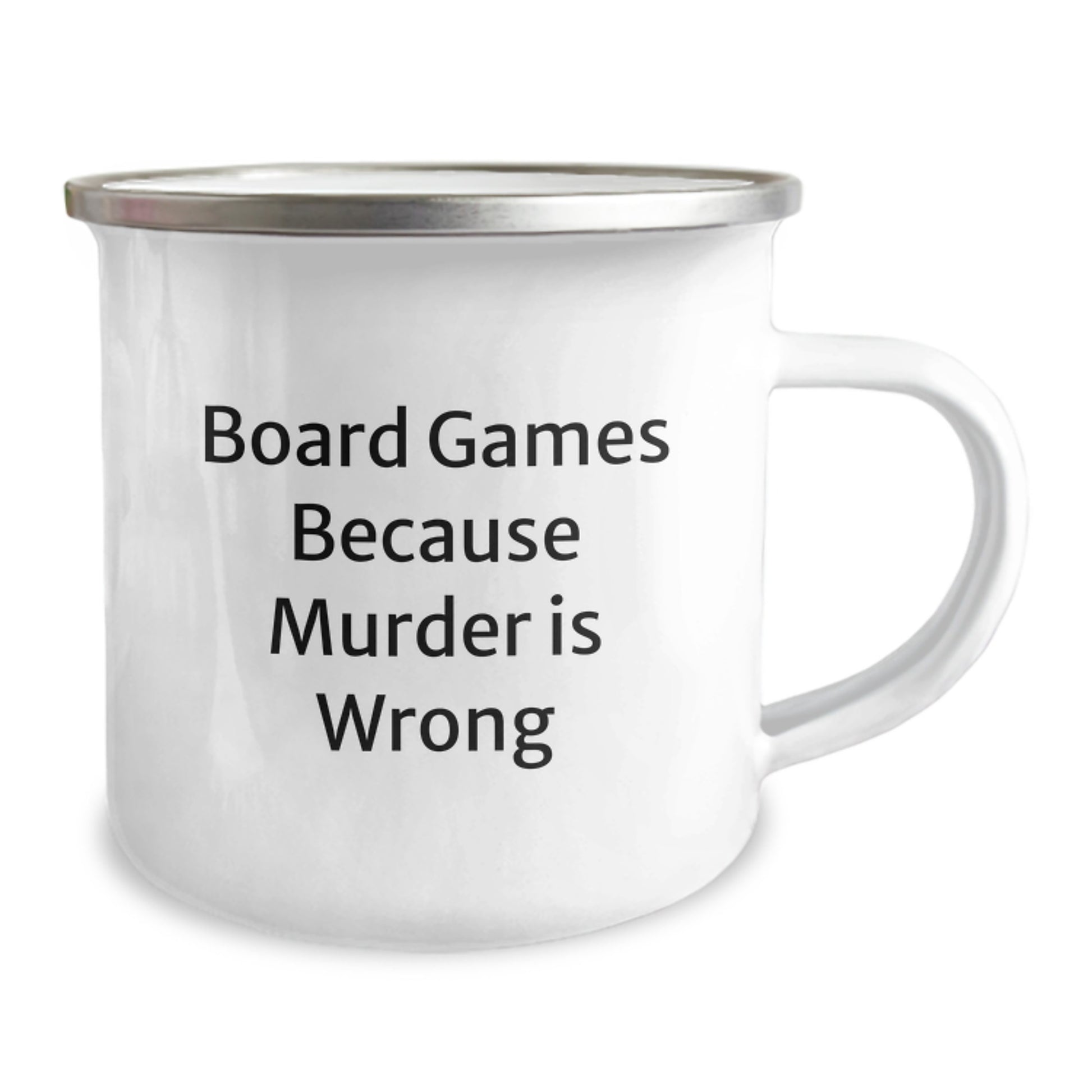 Funny Board Games Gifts for Friends from Family - Camping Mug Birthday Unique Presents, 'Board Games Because Murder Is Wrong', 12 oz Stainless Steel with Enamel Finish - Image 2