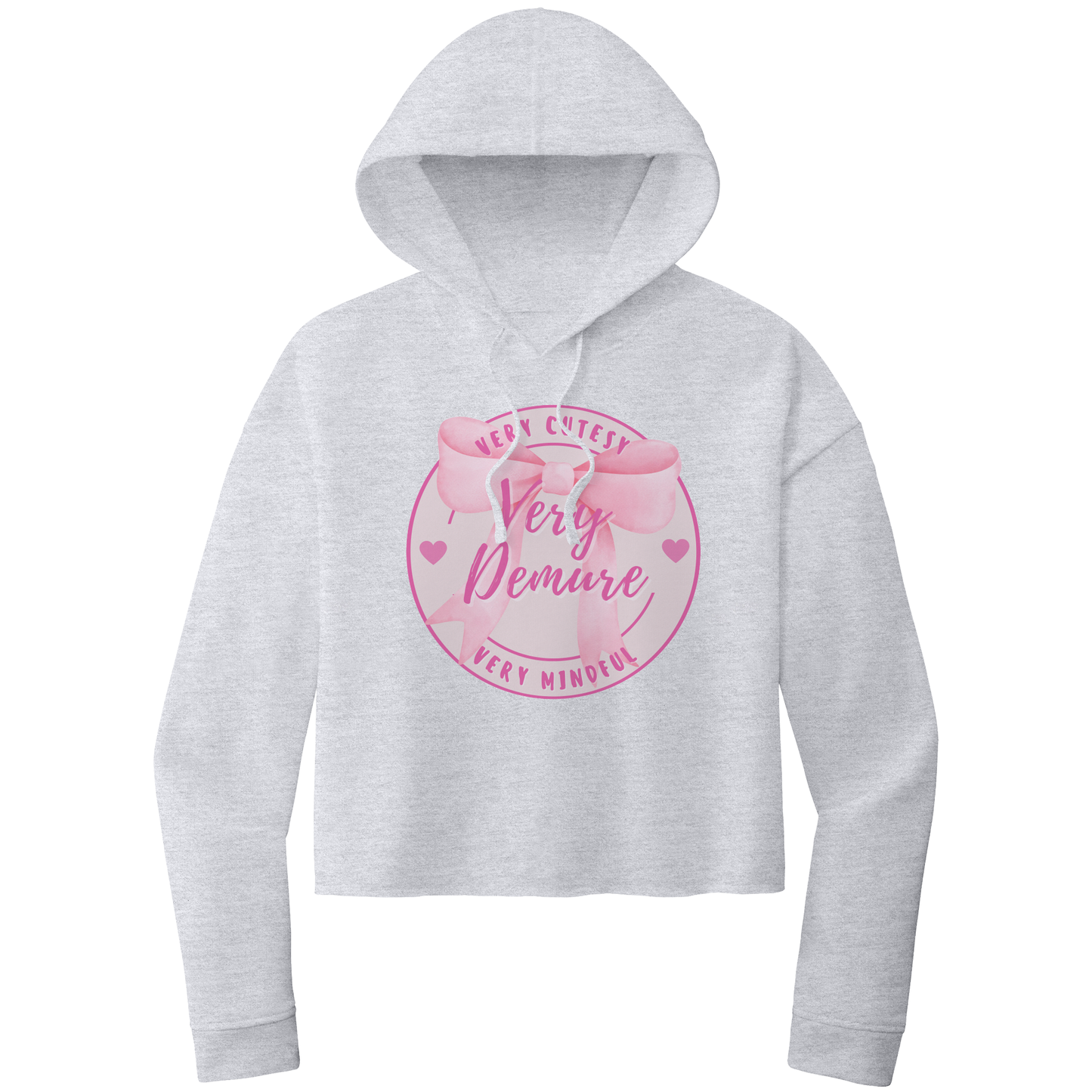 Pink Very Cutesy Very Mindful Very Demure Lightweight Crop Top Hoodie