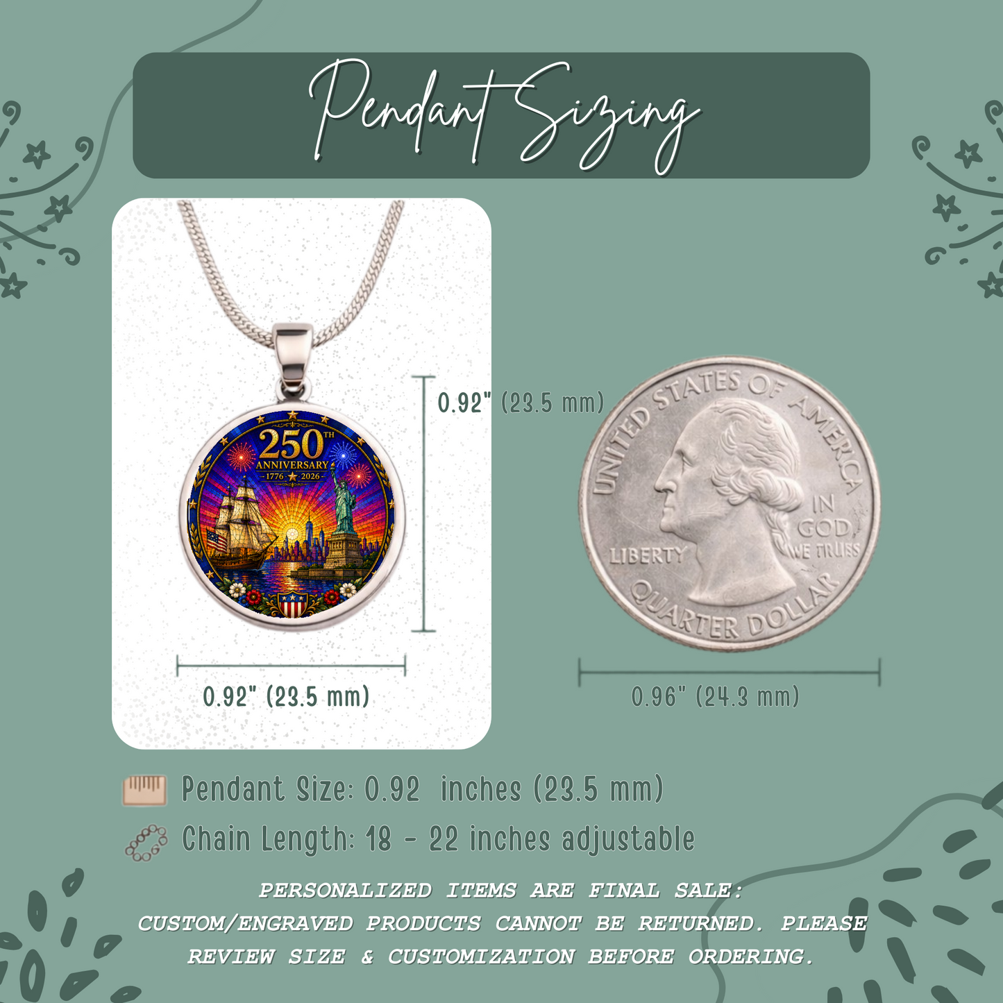 250th Anniversary Necklace or Keychain Stained Glass Style Statue of Liberty Ship NYC Commemorative Limited Edition