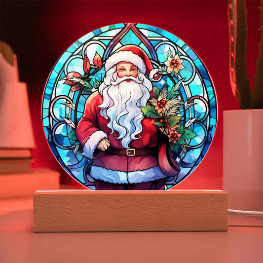 Stained Glass Style Santa Acrylic Plaque