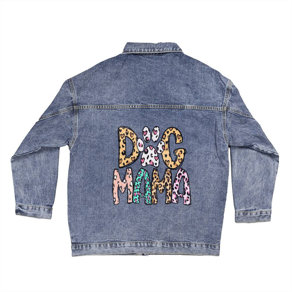 Leopard Dog Mama Denim Jacket