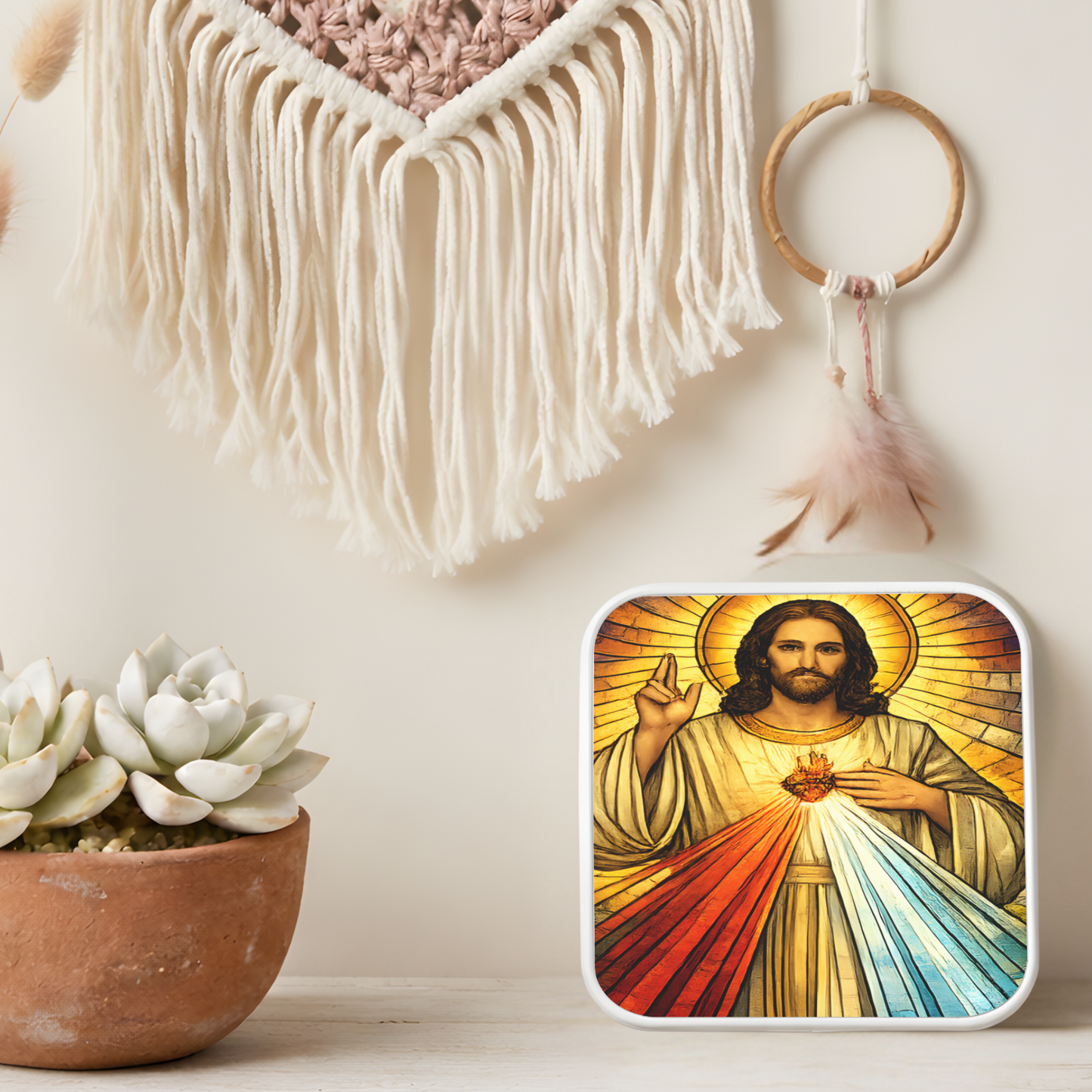 Divine Mercy Jesus Necklace or Keychain, Catholic Jesus I Trust in You Jewelry, Christian Faith Pendant Gift