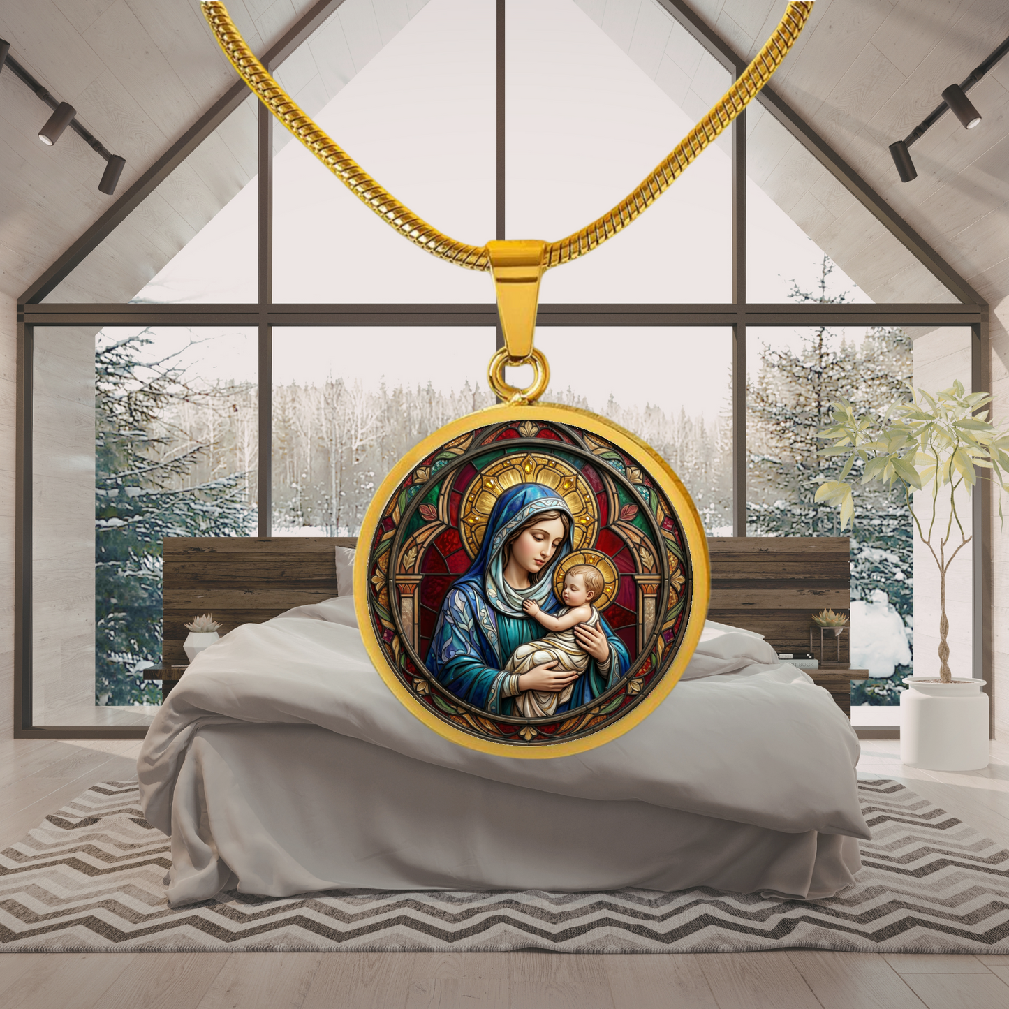 Mary and Baby Jesus Necklace or Keychain, Catholic Necklace, Virgin Mary Jewelry, Religious Keepsake Gift