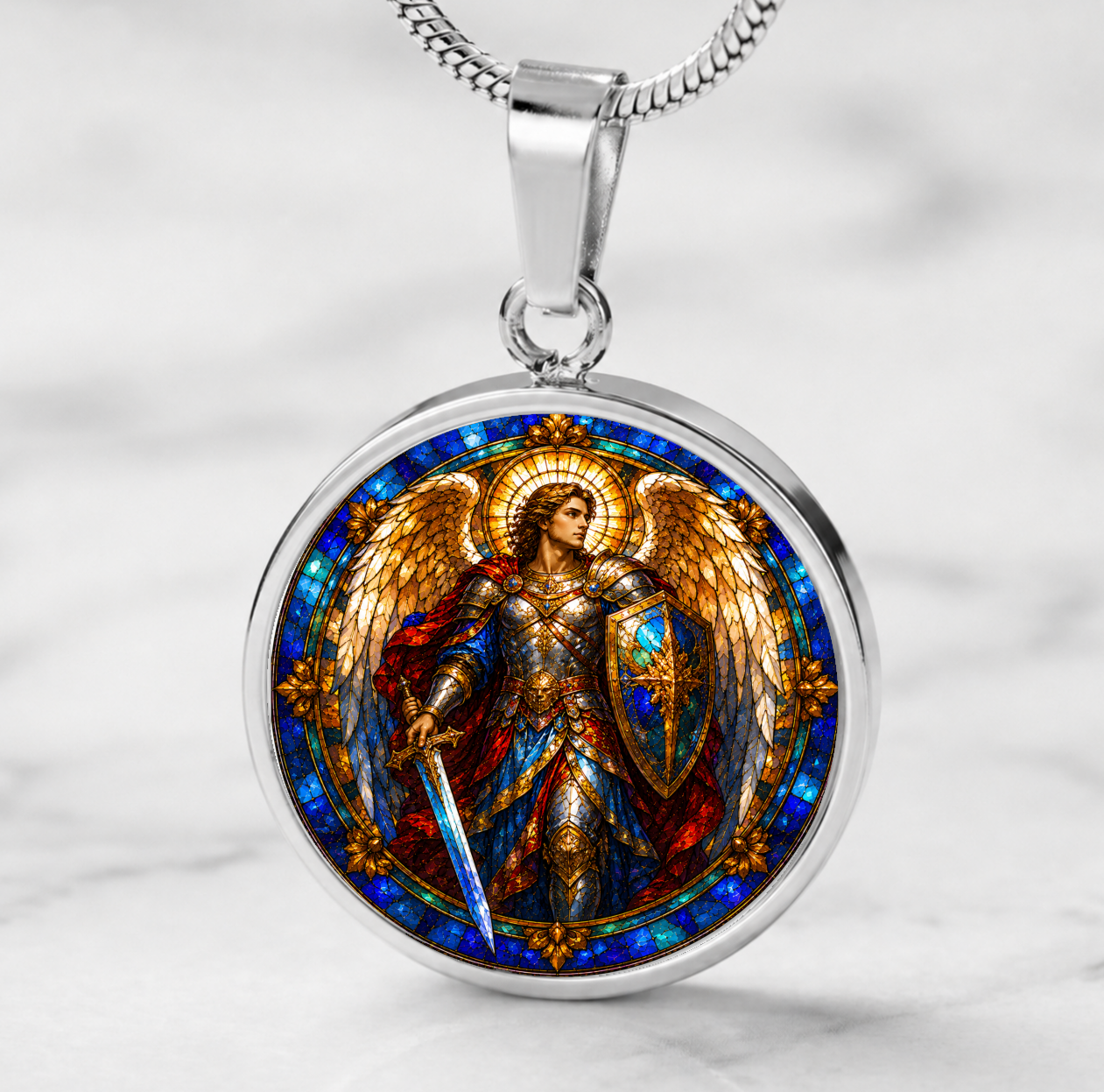 Archangel Michael Necklace or Keychain, Saint Michael Catholic Necklace, Protection Jewelry, Religious Keepsake Gift